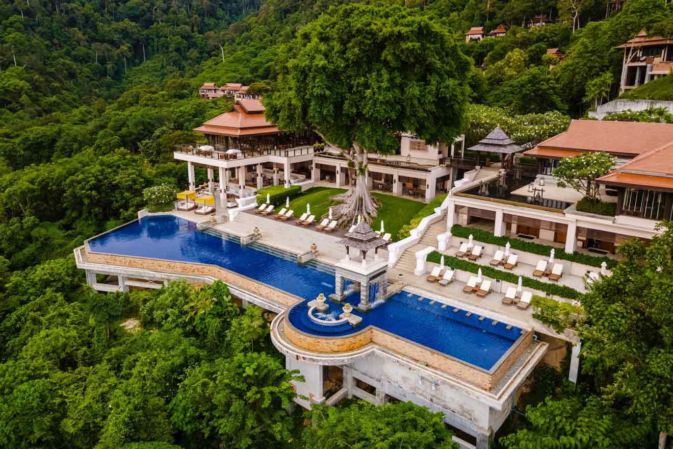 aerial view over a resort